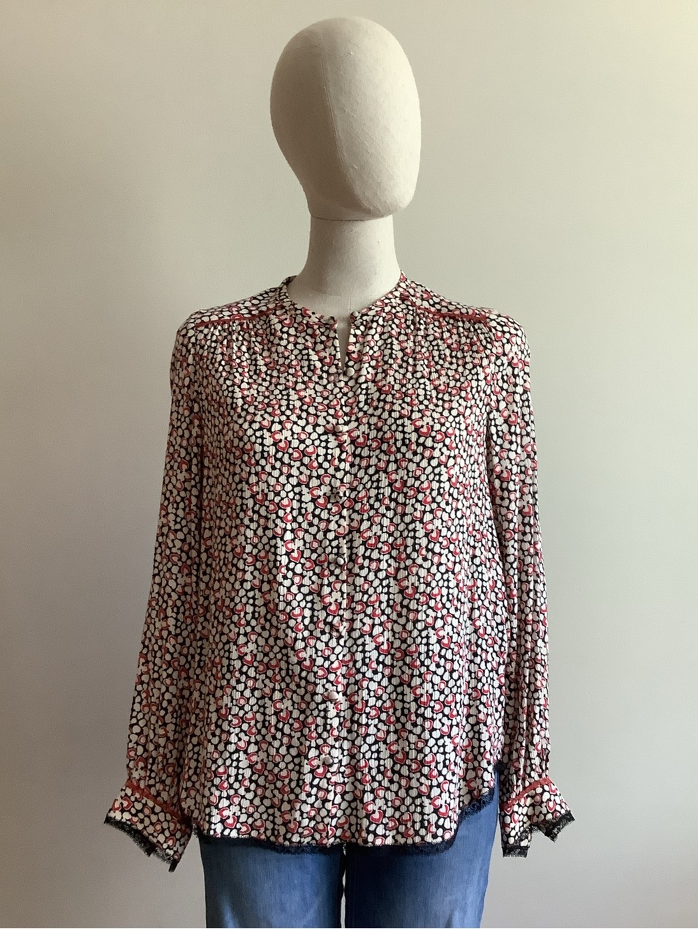 Zadig & Voltaire Tinay Print Coeur Blouse. Size S